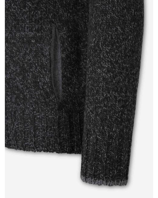 Santa Eulalia Black Wool Zip Cardigan for men