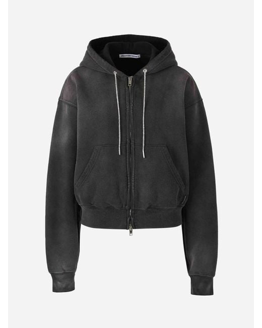 Alexander Wang Black Cropped Zip Sweatshirt