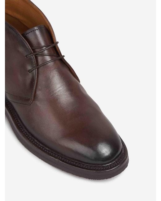 Officine Creative Brown Leather Lace-Up Ankle Boots for men