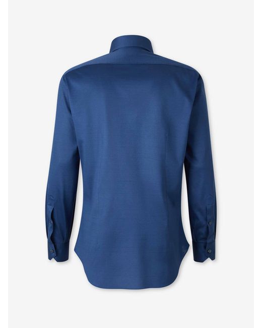 Fray Mikrostrickhemd in Blue für Herren
