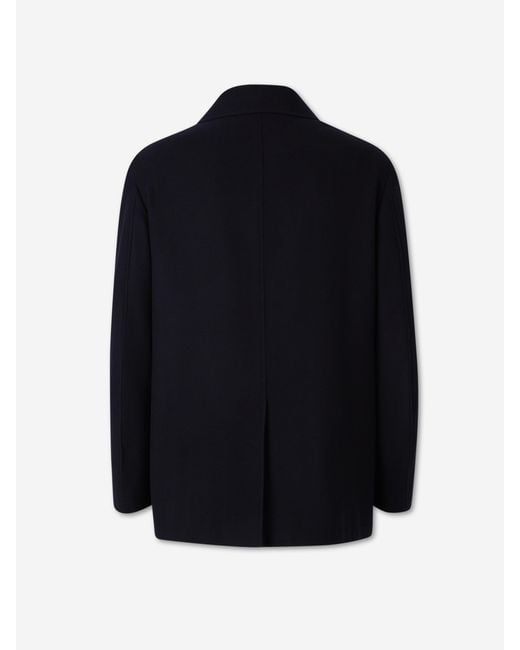 Canali Blue Long Wool Coat for men