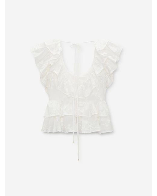Dorothee Schumacher White Cotton Ruffle Top