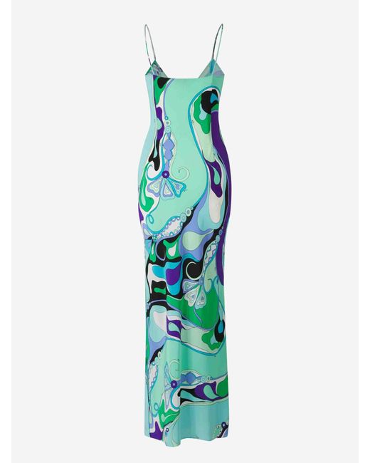 Emilio Pucci Blue Maxi Printed Dress