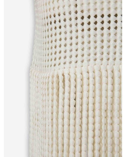Alaïa White Fringe Knit Dress