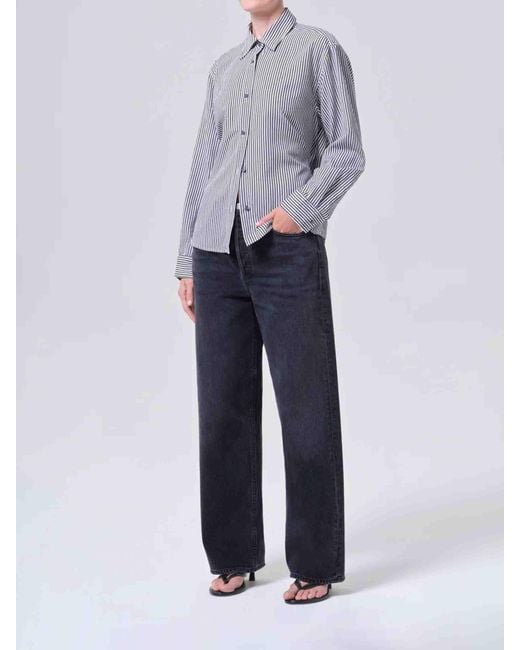 Agolde Gray Theo Striped Shirt