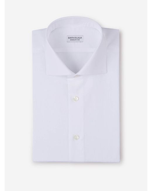 Santa Eulalia White Plain Cotton And Linen Shirt for men