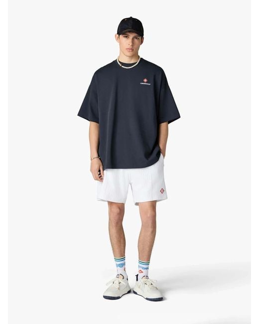 Casablanca White Ribbed Logo Bermuda Shorts for men