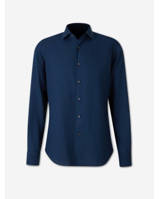 Santa Eulalia Blue Plain Cotton Shirt for men