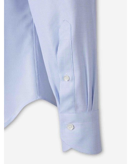 Canali Blue Micro Print Cotton Shirt for men