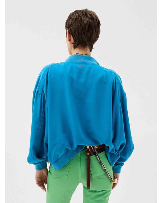 Versace Blue Poplin Bomber Jacket