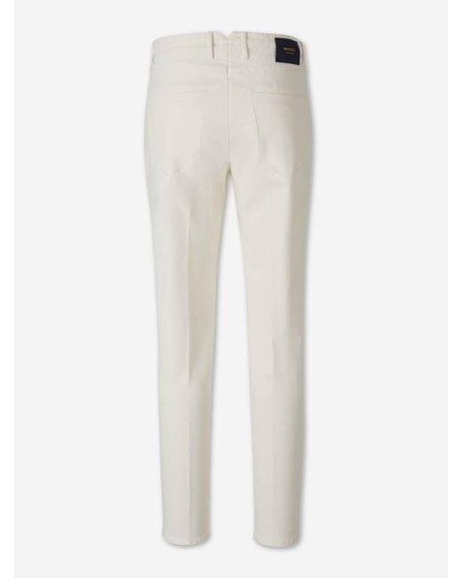 Incotex White Straight Twill Trousers for men