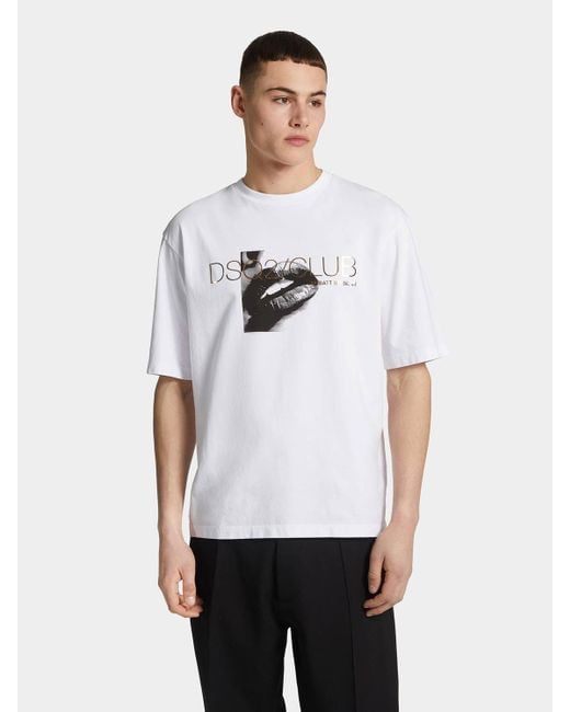 DSquared² Grafisches Baumwoll-T-Shirt in White für Herren