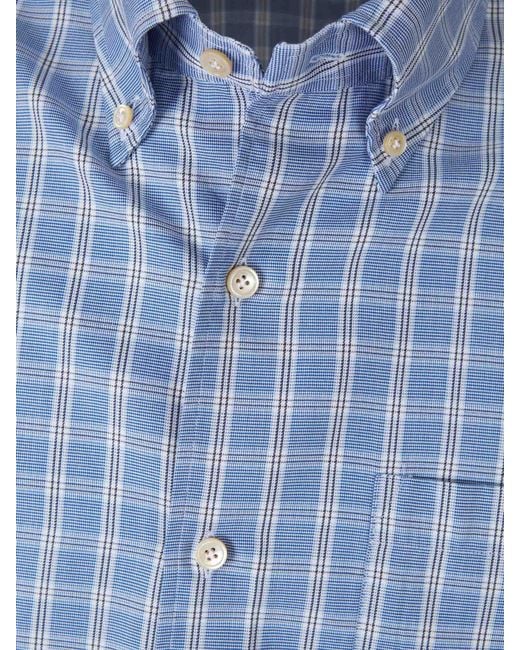 Luigi Borrelli Napoli Blue Plaid Print Shirt for men