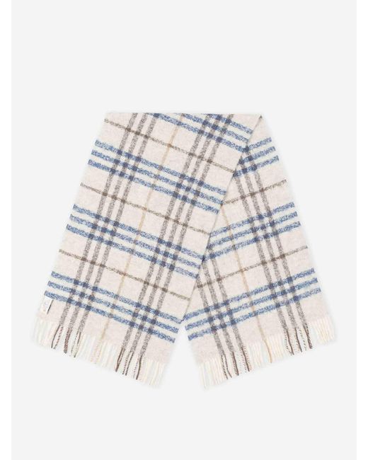 Santa Eulalia White Wool Check Scarf for men