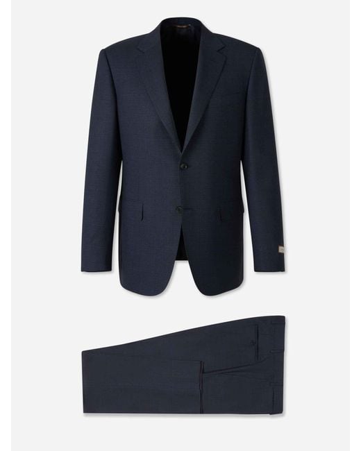 Canali Blue Straight Wool Suit for men