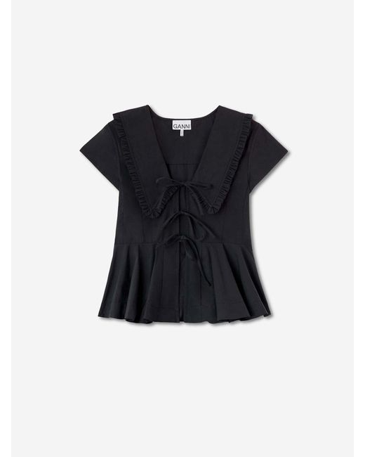 Ganni Blue Peter Pan Collar Blouse
