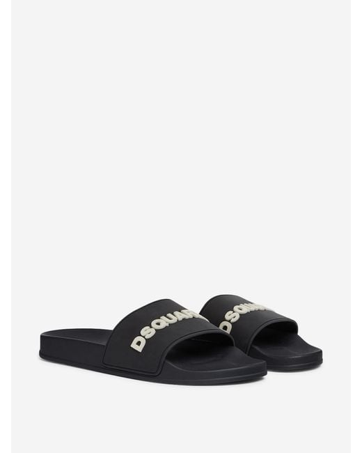 DSquared² White Logo Rubber Sandals for men