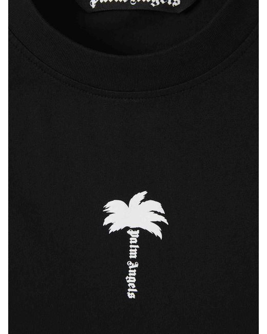 Palm Angels Black Short Sleeve T-Shirt Palm Tree for men