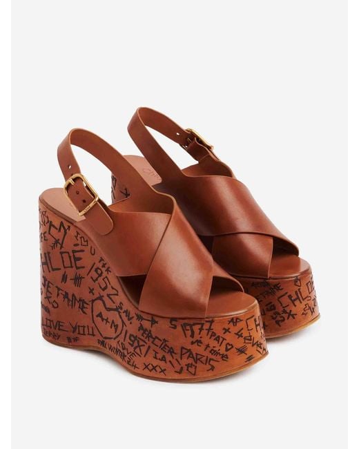 Sandali Con Zeppa Maxime di Chloé in Brown