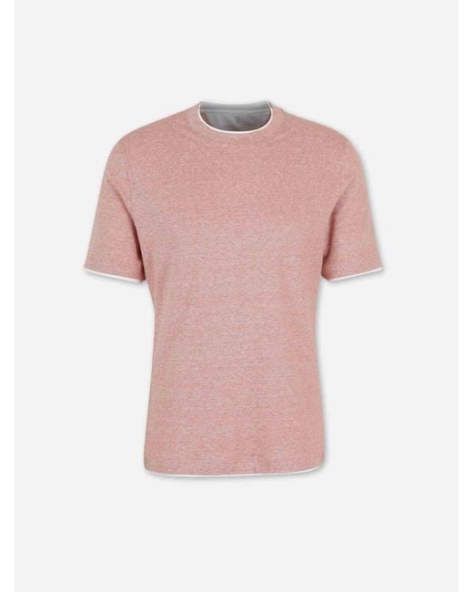 Brunello Cucinelli Pink Round Neck T-Shirt for men