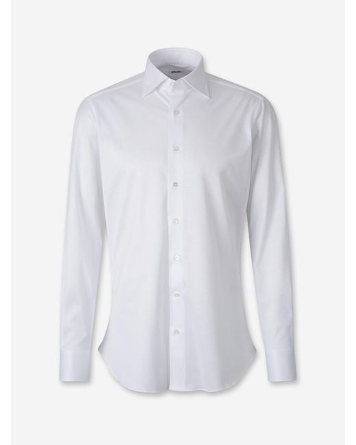 Fray White Micro Knit Shirt for men