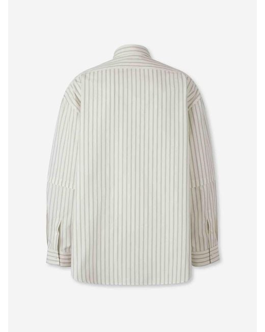 Acne White Casual Striped Shirt for men