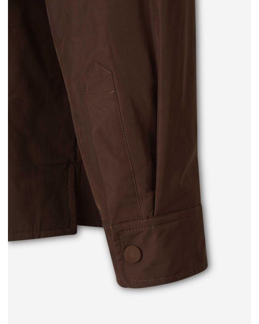 AMI Brown Plain Polyester Cotton Overshirt for men