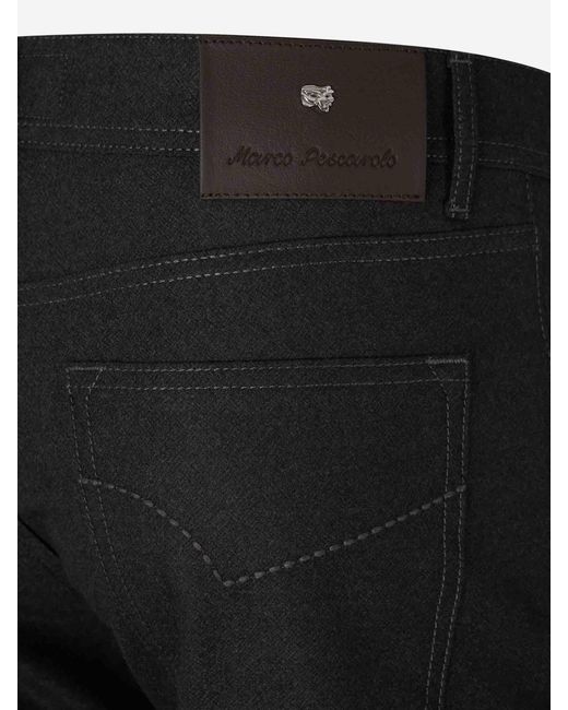 Marco Pescarolo Black Cashmere Straight Trousers for men