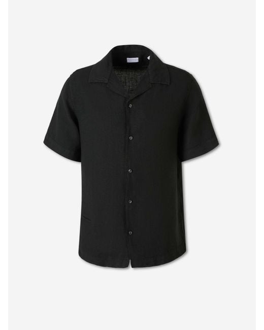 Santa Eulalia Black Short Sleeve Linen Shirt for men
