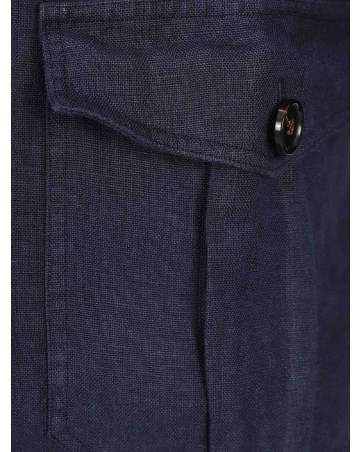 Vincenzo Di Ruggiero Blue Plain Linen Shirt for men