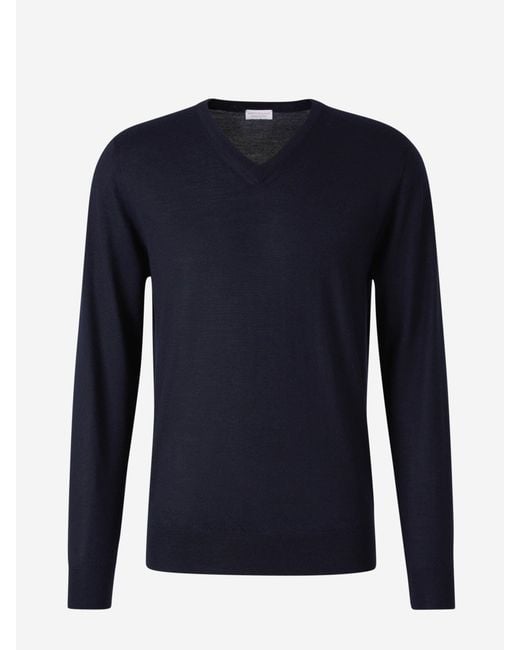 Santa Eulalia Blue Cashmere V-Neck Sweater for men