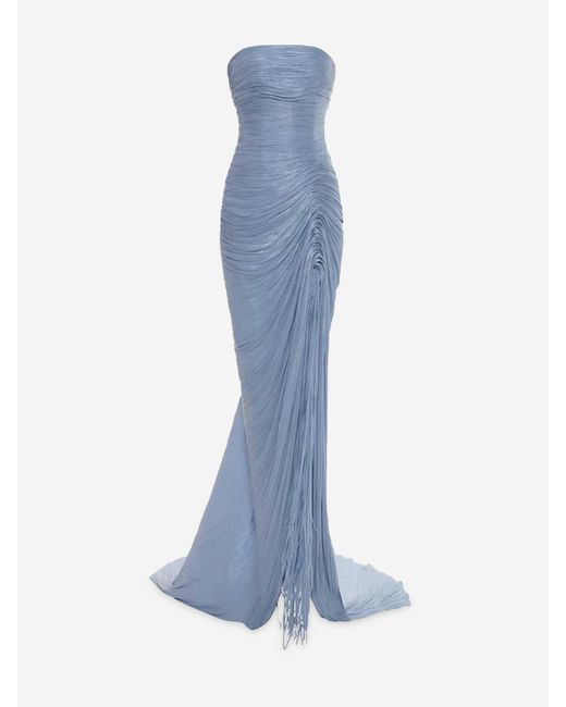 Marmar Halim Blue Draped Maxi Dress