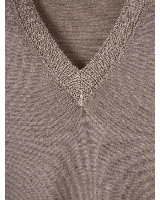 Santa Eulalia Gray V-Neck Sweater for men