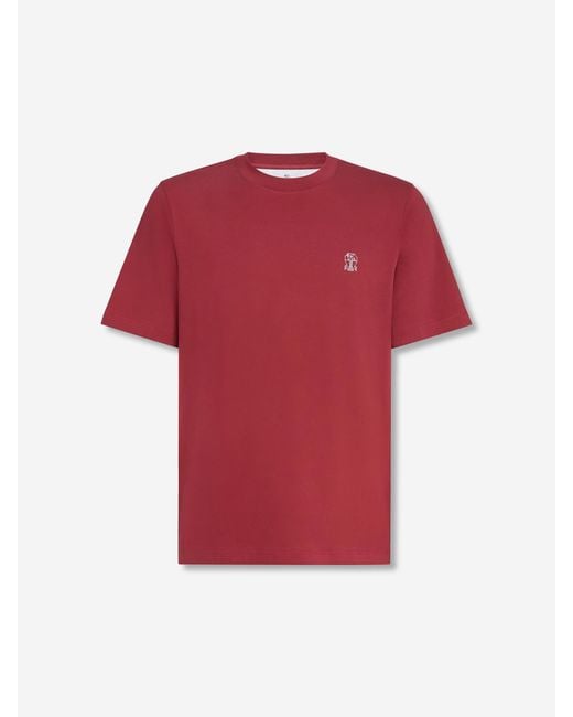 Brunello Cucinelli Red Short Sleeve T-Shirt for men