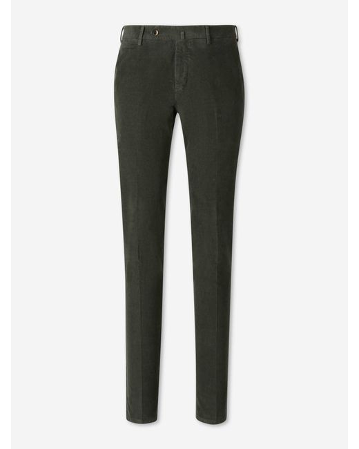 PT Torino Gray Corduroy Straight Trousers for men