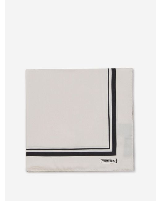 Tom Ford White Striped Silk Scarf for men