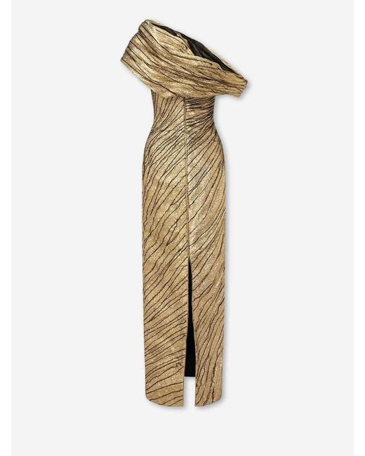 Marmar Halim Metallic Asymmetrical Maxi Dress