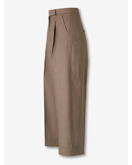 Max Mara Natural Pinstripe Trousers