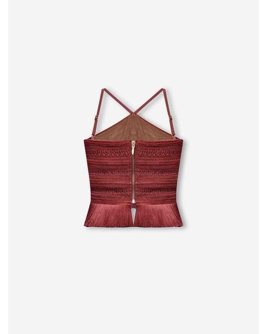 PATBO Red Amber Fringe Top