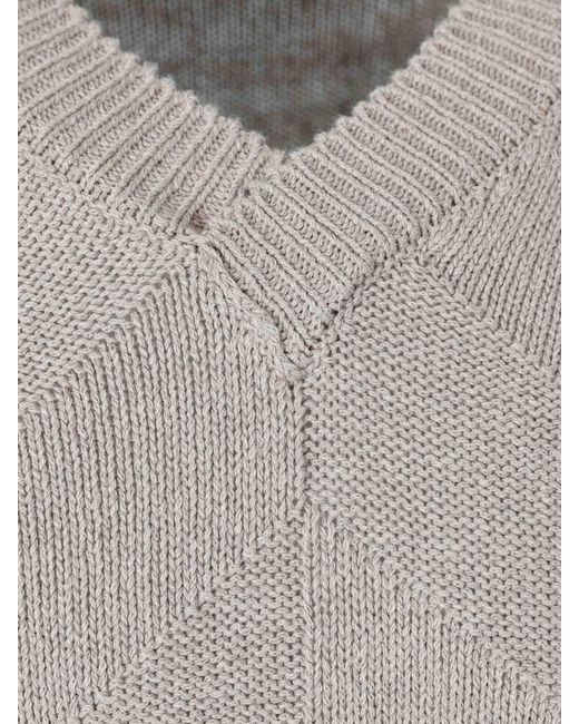 Pull À Col En V Canali pour homme en coloris Brown
