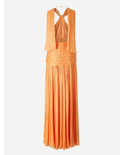 Vestido Maxi Plisado Costarellos de color Orange