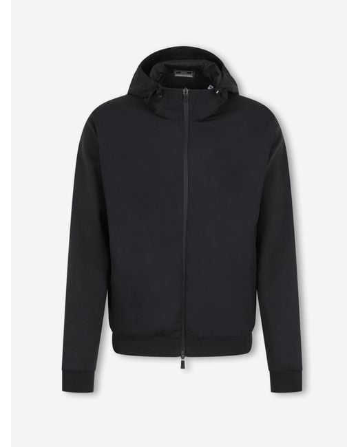Herno Black Technical Jacket With Hood for men