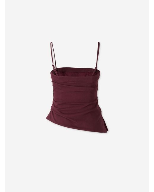 Jonathan Simkhai Red Ruched Top