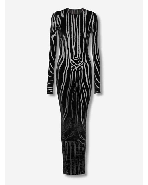 Balmain Black Maxikleid Aus Samt