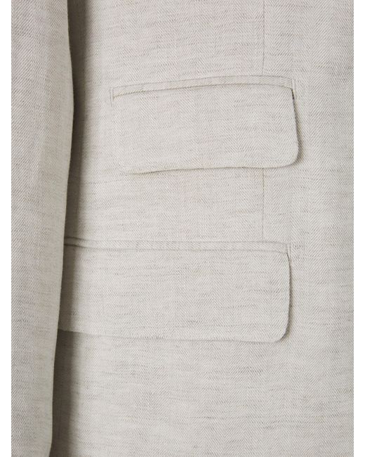 Santa Eulalia White Herringbone Linen Suit for men