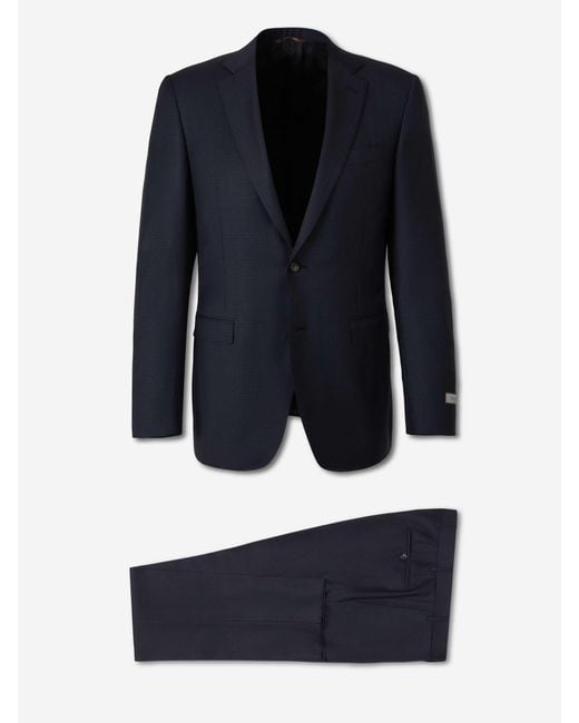 Canali Blue Straight Wool Suit for men