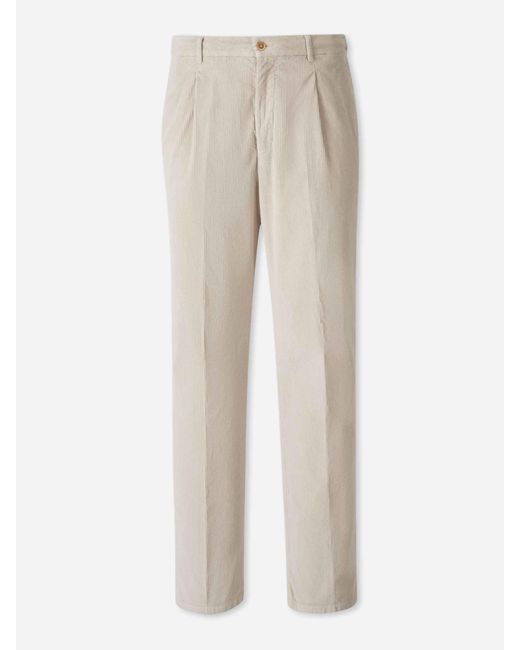 Marco Pescarolo Natural Corduroy Straight Trousers for men