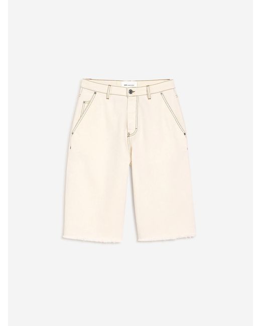 AMI Natural Wide Leg Cotton Bermuda Shorts for men