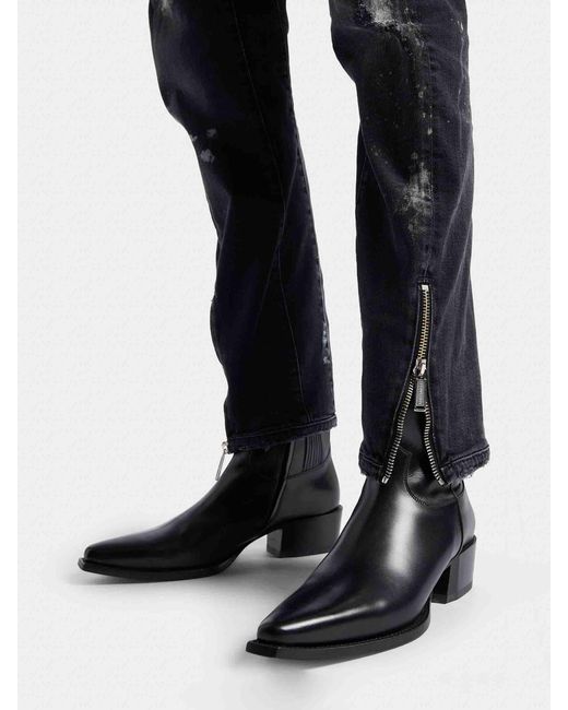 DSquared² Blue Straight Jeans Paint Effect for men