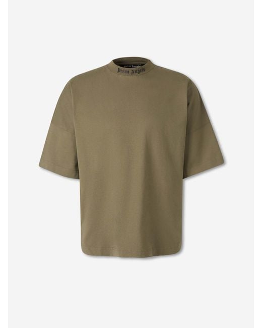 Palm Angels Green Oversized Logo T-Shirt for men